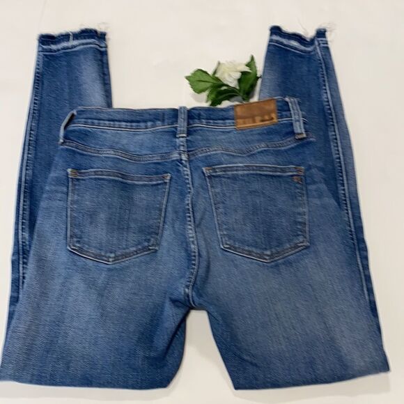 Madewell Raw Hem Distressed 9" High-Rise Skinny Stretch Jeans Medium Wash 27 - Picture 7 of 16